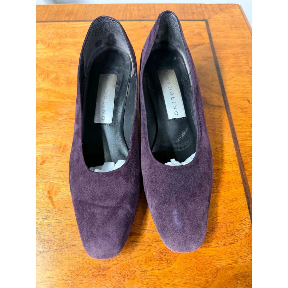 Bandolino Womens 8M Purple Suede Pumps Block Heel Almond Toe Made in Spain